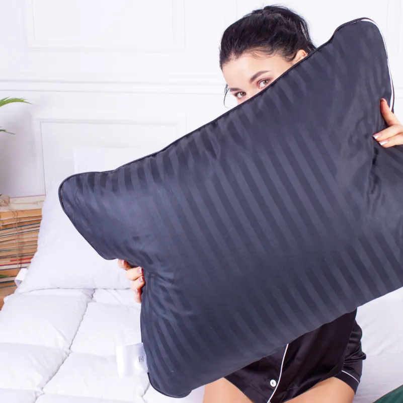 Подушка ортопедическая (стружка Memory) №4029 Satin Stripe 30-0021 Dark Blue Women 59*43*10 см - 5