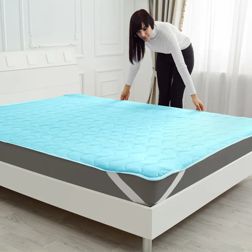 Наматрасник №1722 Eco Light Blue (Bamboo) (обычный на резинке по углам) Фото - 8