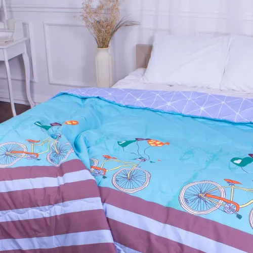 Літній постільний комплект №2802 Сolor Fun Line Alta "Ecosilk" (ковдра + 2 подушки + 2 наволочки + простирадло) УЦІНКА