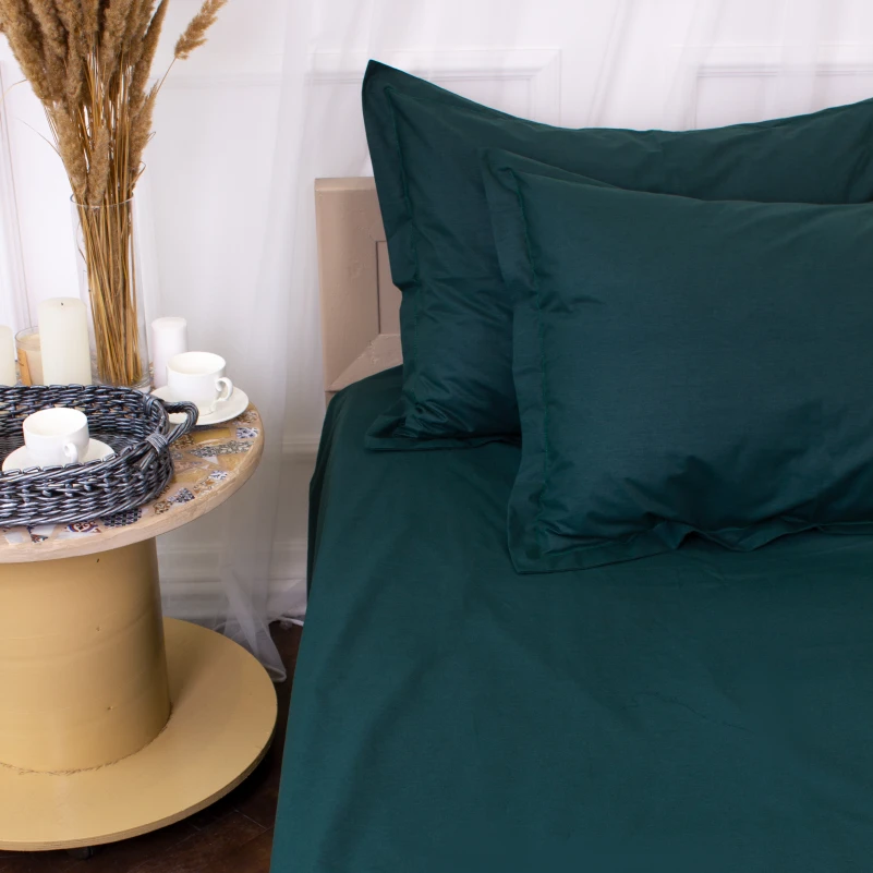 Простынь на резинке Poplin Line "091 Emerald" - высота 25 см (детские 10 см) - 13