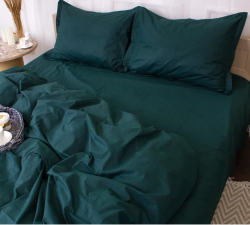 Простынь на резинке Poplin Line "091 Emerald" - высота 25 см (детские 10 см)