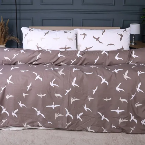 Комплект постельного белья Ranforce Elite 17-0826 Flying birds brown