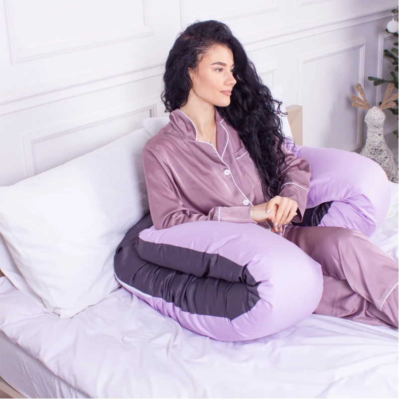 Подушка для беременных и отдыха U-образная № 8030 Delicate Satin "Lupine" EcoSilk сатин - 9