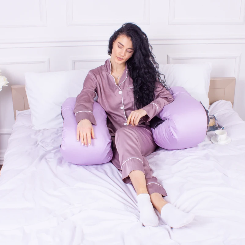 Подушка для беременных и отдыха U-образная № 8030 Delicate Satin "Lupine" EcoSilk сатин - 8