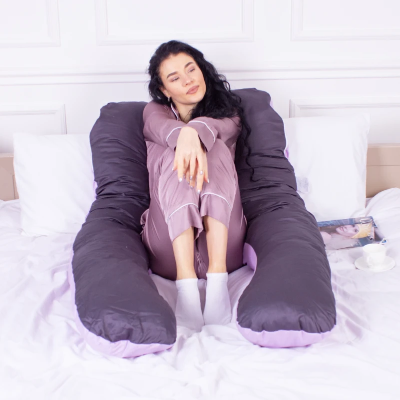 Подушка для беременных и отдыха U-образная № 8030 Delicate Satin "Lupine" EcoSilk сатин - 10