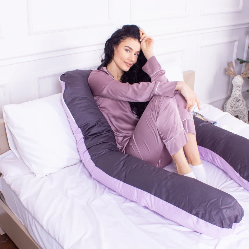 Подушка для беременных и отдыха U-образная № 8030 Delicate Satin "Lupine" EcoSilk сатин - 11