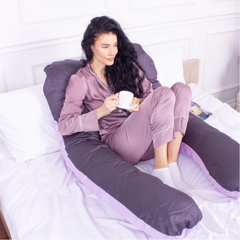 Подушка для беременных и отдыха U-образная № 8030 Delicate Satin "Lupine" EcoSilk сатин - 12