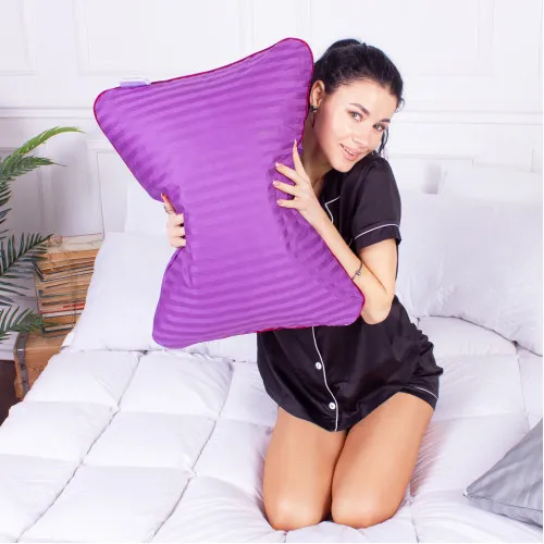 Подушка ортопедическая (стружка Memory) №4018 Satin Stripe 30-0009 Purple Women 59*43*10 см
