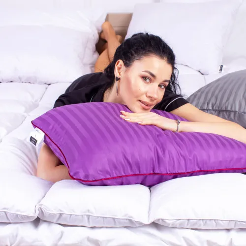 Подушка ортопедическая (стружка Memory) №4018 Satin Stripe 30-0009 Purple Women 59*43*10 см - 2