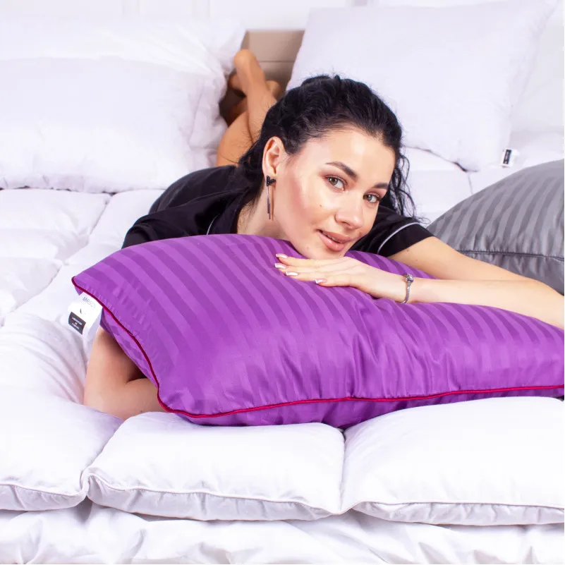 Подушка ортопедическая (стружка Memory) №4018 Satin Stripe 30-0009 Purple Women 59*43*10 см - 1