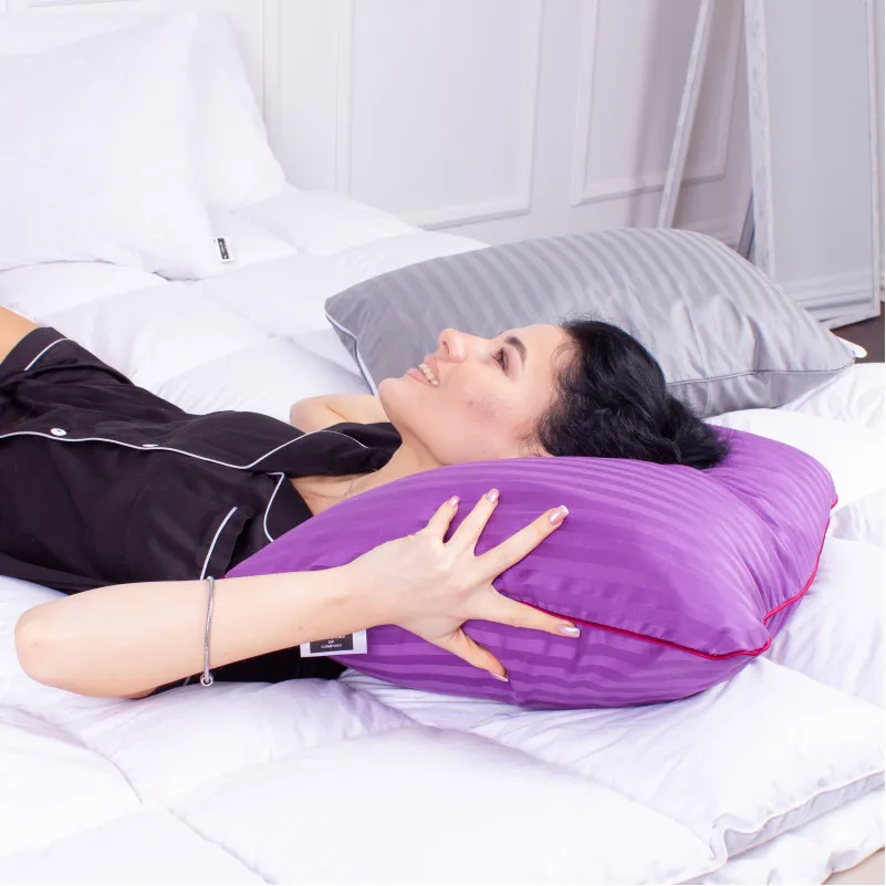 Подушка ортопедическая (стружка Memory) №4018 Satin Stripe 30-0009 Purple Women 59*43*10 см - 2