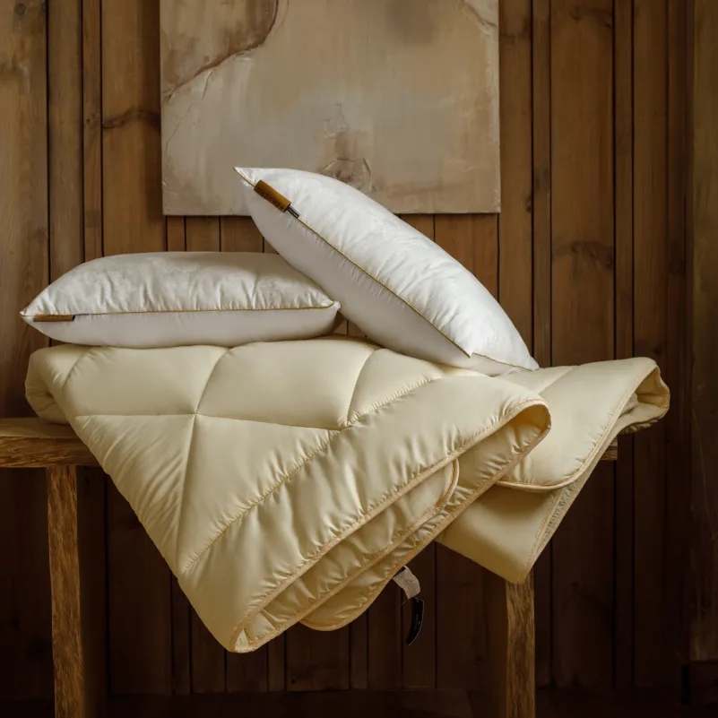 Ковдра вовняна Eco Light Creamy №1641 вовна мікросатин (супер тепла) - 6