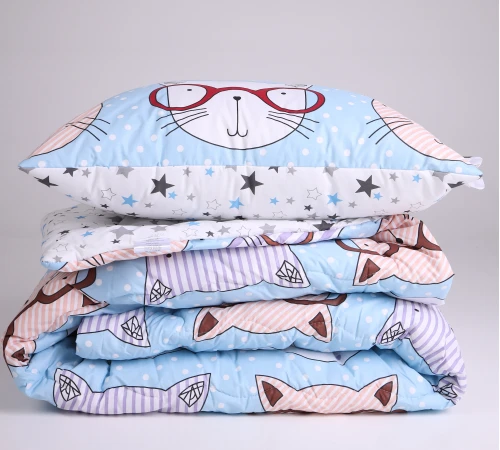 Набор антиаллергенный EcoSilk Зима №3020 Сolor Fun Line (чехол бязь 100%) Whales (одеяло + подушка средняя) Black Friday - 2