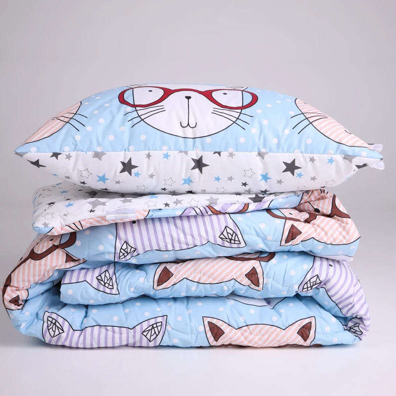 Набор антиаллергенный EcoSilk Зима №3020 Сolor Fun Line (чехол бязь 100%) Whales (одеяло + подушка средняя) Black Friday - 1