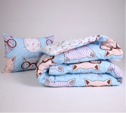 Набор антиаллергенный EcoSilk Зима №3020 Сolor Fun Line (чехол бязь 100%) Whales (одеяло + подушка средняя) Black Friday