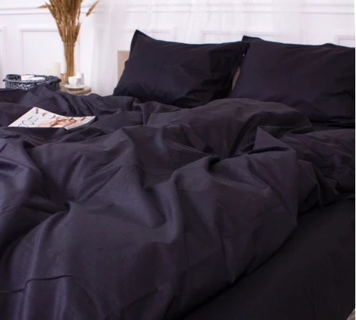 Простынь на резинке Poplin Line "099 Black" - высота 25 см (детские 10 см) - 2