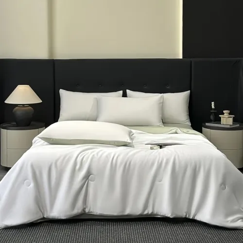 Набор одеяло + наволочки 2шт Tencel WhiteGreen