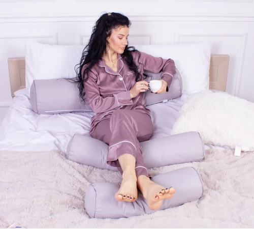 Подушка-валик №8106 Naturale Line 16-5703 Light Gray EcoSilk