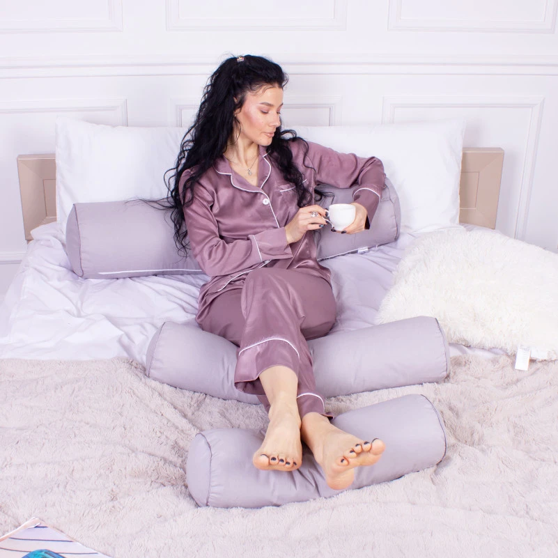 Подушка-валик №8106 Naturale Line 16-5703 Light Gray EcoSilk