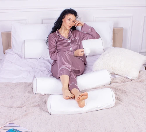 Подушка-валик №8126 Velvet Line 28-0001 White EcoSilk