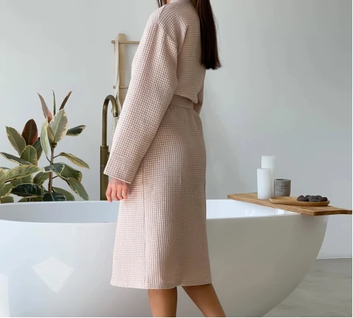 Халат "Soft Waffle long" beige