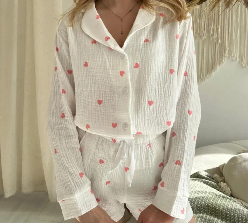 Пижама "Heart" white з шортами