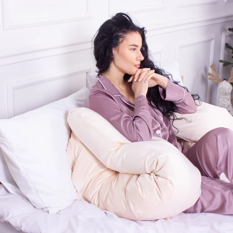 Подушка для беременных и отдыха U-образная № 8019 Velvet Line "Cream" EcoSilk велюр - 9