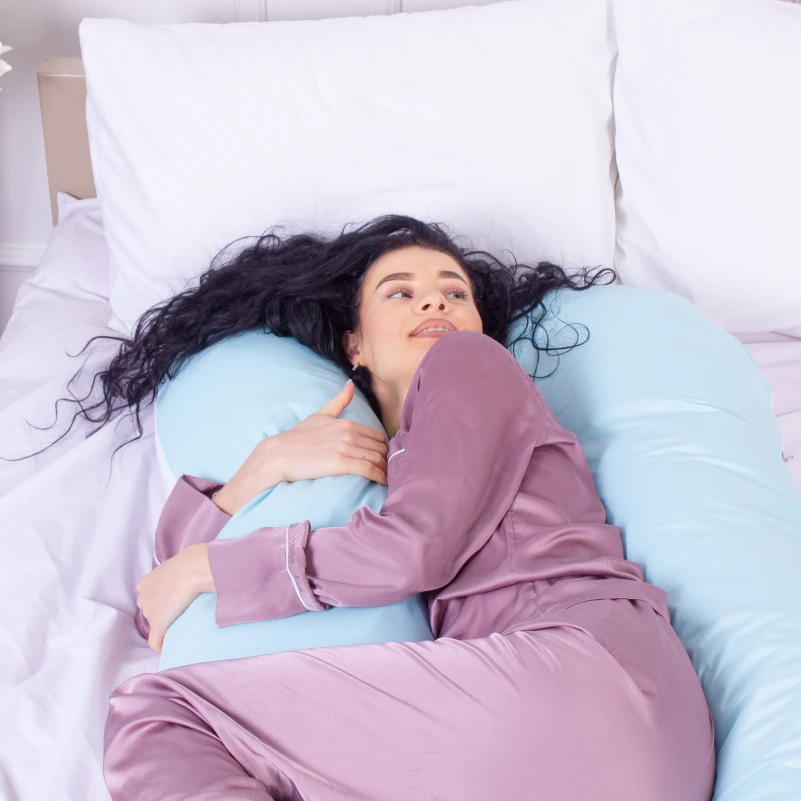 Подушка для беременных и отдыха U-образная № 8031 Eco Line "White-Blue" EcoSilk микросатин - 6