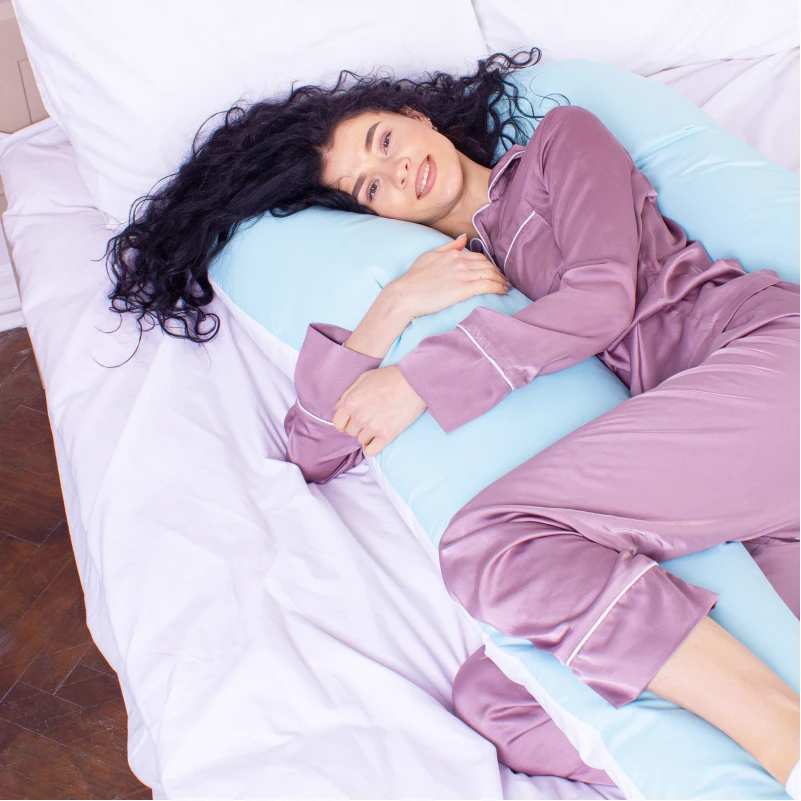 Подушка для беременных и отдыха U-образная № 8031 Eco Line "White-Blue" EcoSilk микросатин - 7