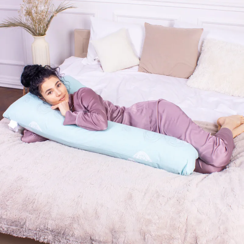 Подушка для беременных и отдыха Г-образная №8440 Color Line 17-0169 Deniz Mint EcoSilk бязь - 6