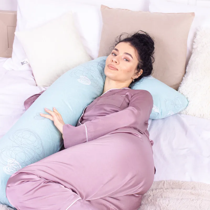 Подушка для беременных и отдыха Г-образная №8440 Color Line 17-0169 Deniz Mint EcoSilk бязь - 7