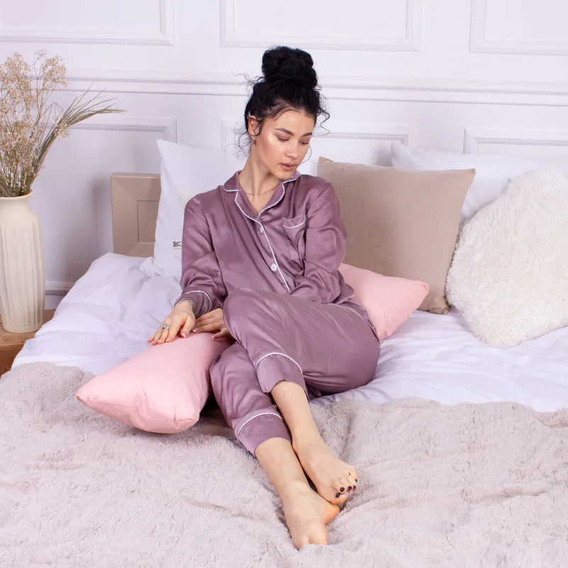 Подушка для беременных и отдыха Г-образная №8460 Eco Line Coral EcoSilk микросатин - 7