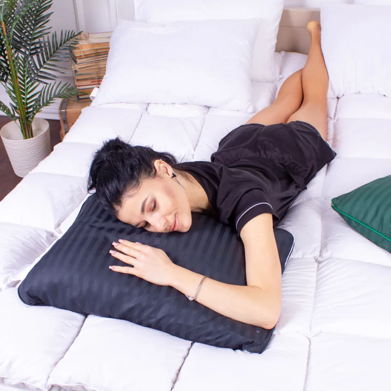 Подушка ортопедическая (стружка Memory) №4085 Satin Stripe 30-0021 Dark Blue MEN 59*43*12 см - 10