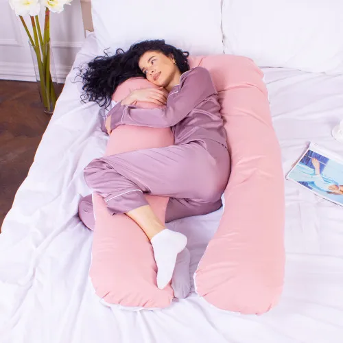 Подушка для беременных и отдыха U-образная № 8032 Eco Line "White-Coral" EcoSilk микросатин