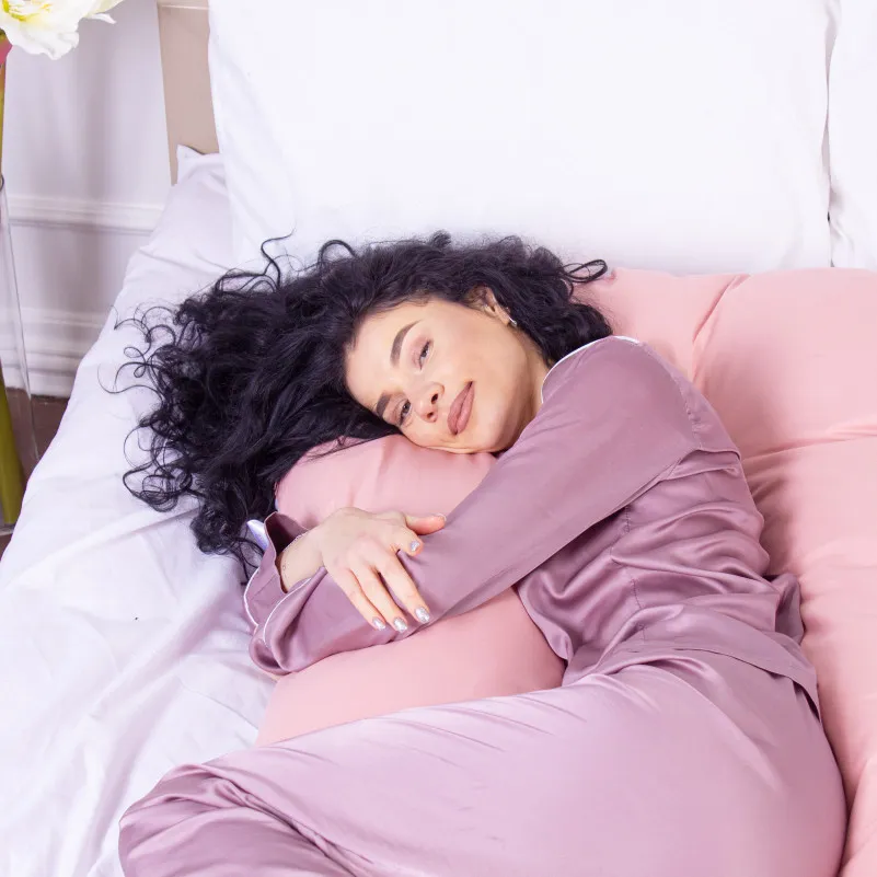 Подушка для вагітних та відпочинку U-подібна № 8032 Eco Line "White-Coral" EcoSilk мікросатин - 5