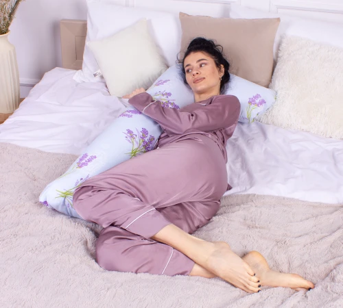 Подушка для вагітних та відпочинку Г-подібна №8431 Color Line 17-0130 Lavender sea EcoSilk бязь