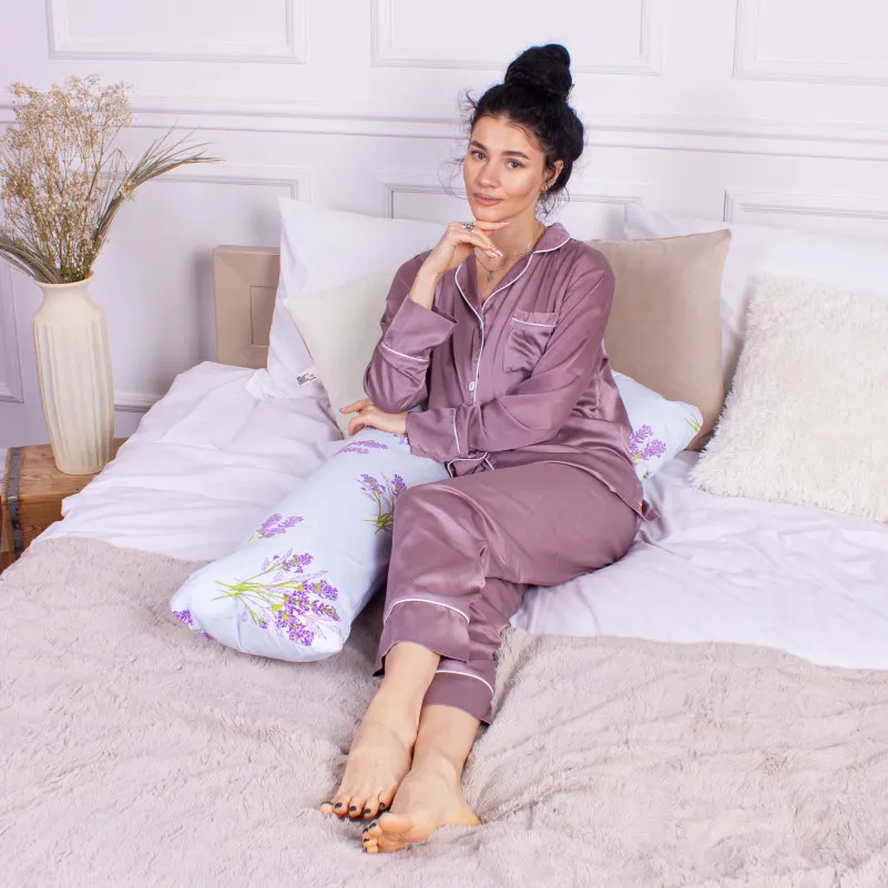 Подушка для беременных и отдыха Г-образная №8431 Color Line 17-0130 Lavender sea EcoSilk бязь - 7