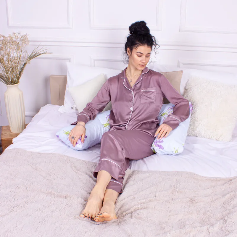 Подушка для беременных и отдыха Г-образная №8431 Color Line 17-0130 Lavender sea EcoSilk бязь - 9