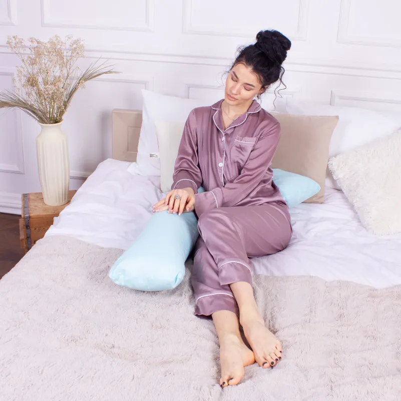 Подушка для беременных и отдыха Г-образная №8461 Eco Line Blue EcoSilk микросатин - 7