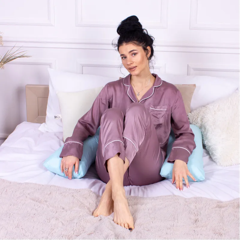 Подушка для беременных и отдыха Г-образная №8461 Eco Line Blue EcoSilk микросатин - 9