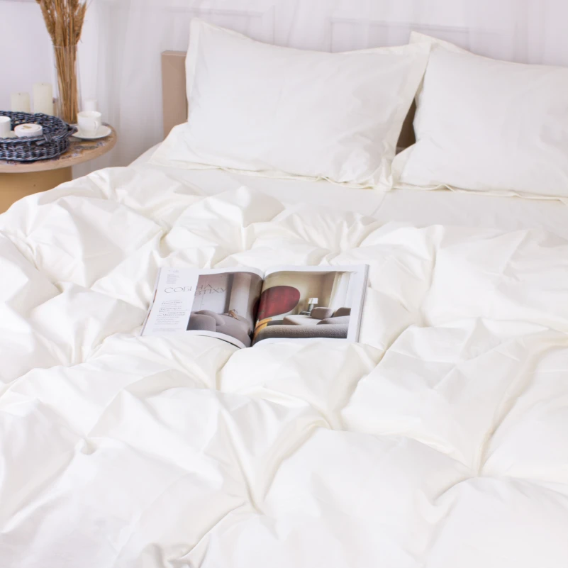 Простирадло на гумці Poplin Line "002 Milky White" - висота 25 см (дитячі 10 см) - 4