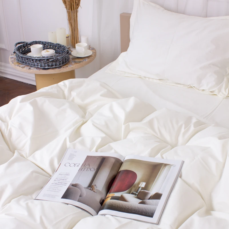 Простирадло на гумці Poplin Line "002 Milky White" - висота 25 см (дитячі 10 см) - 8