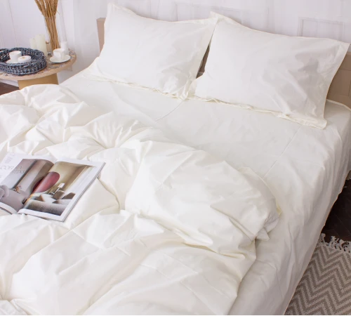 Простирадло на гумці Poplin Line "002 Milky White" - висота 25 см (дитячі 10 см)