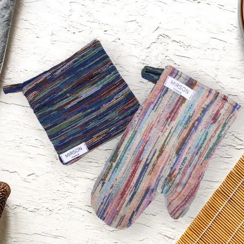 Набір №9000 Mint (прихватка 1 шт., рукавиця 1 шт.) гобелен/вафля