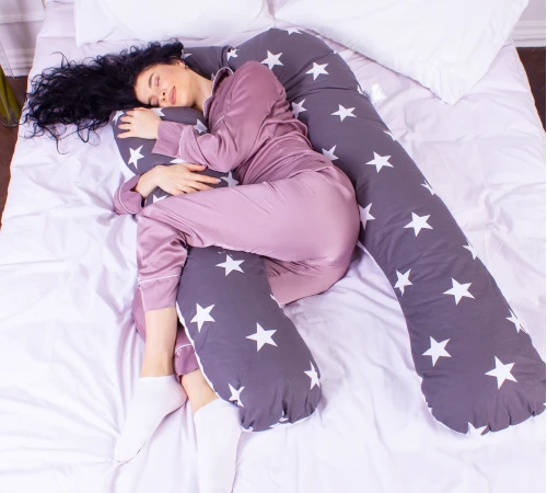 Подушка для вагітних та відпочинку U-подібна № 8010 Naturale Line Print "Berto" EcoSilk бязь