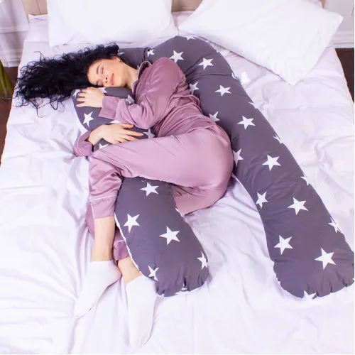 Подушка для беременных и отдыха U-образная № 8010 Naturale Line Print "Berto" EcoSilk бязь