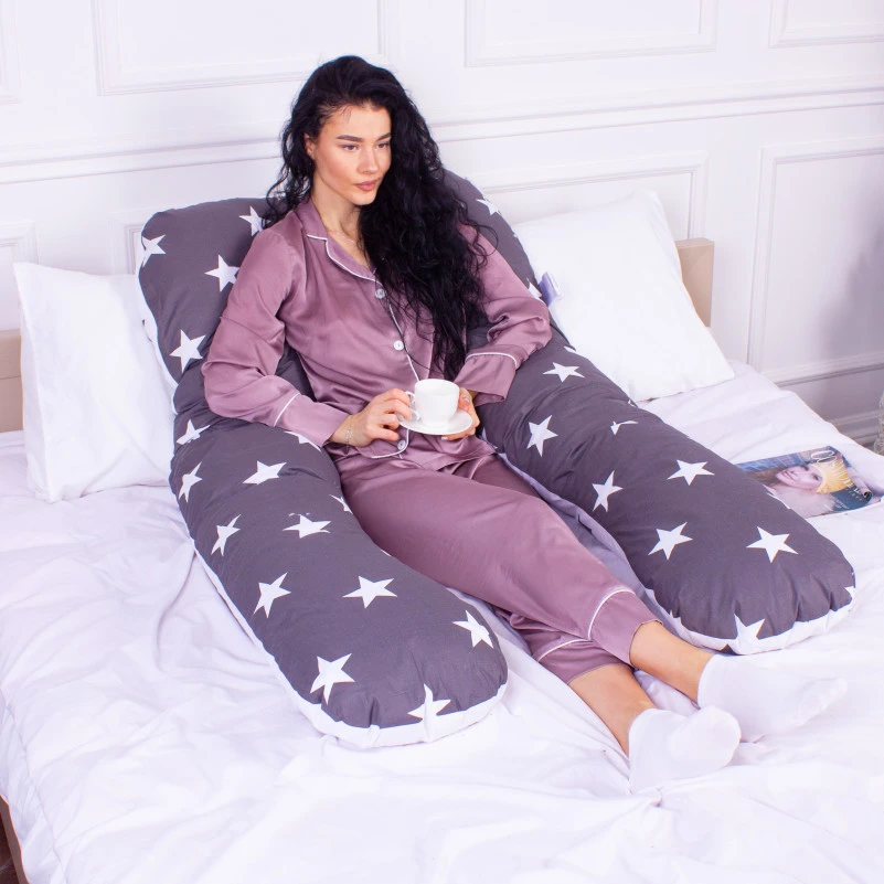 Подушка для беременных и отдыха U-образная № 8010 Naturale Line Print "Berto" EcoSilk бязь - 8