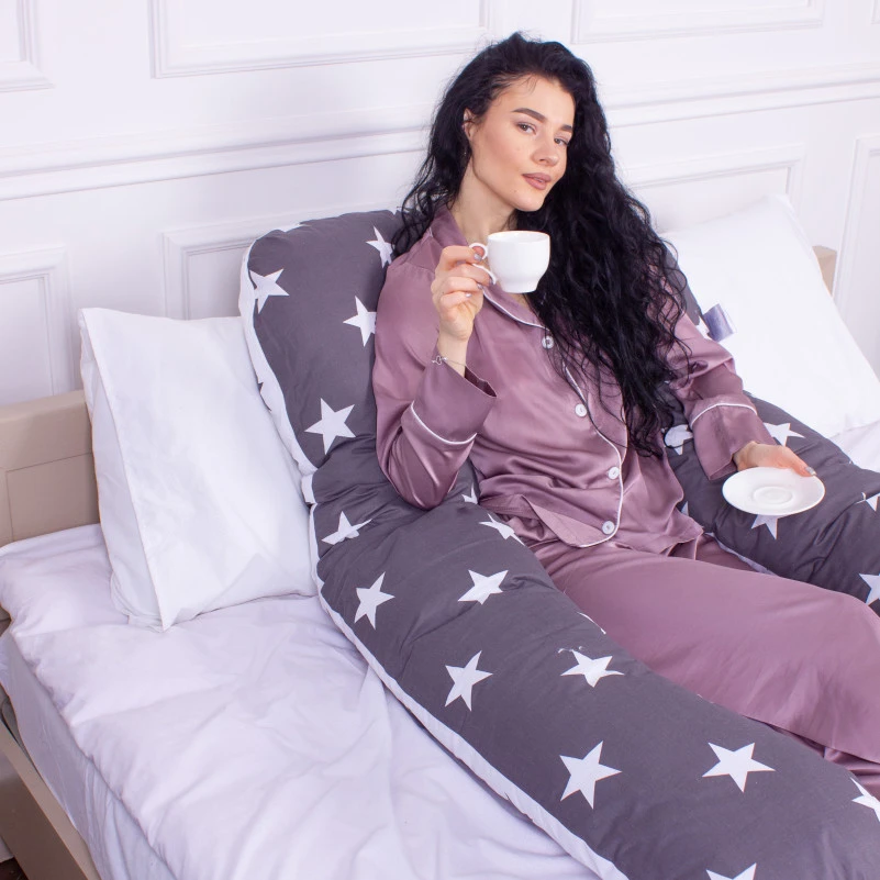 Подушка для беременных и отдыха U-образная № 8010 Naturale Line Print "Berto" EcoSilk бязь - 10