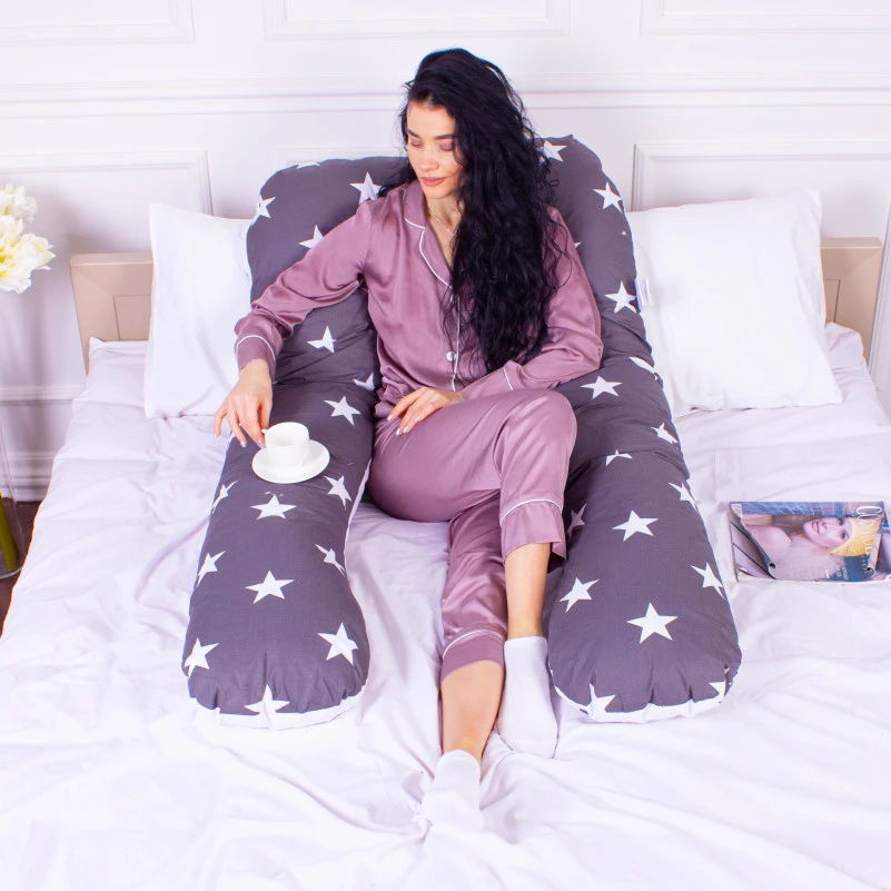 Подушка для беременных и отдыха U-образная № 8010 Naturale Line Print "Berto" EcoSilk бязь - 11