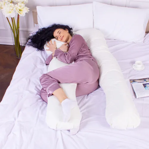 Подушка для беременных и отдыха U-образная № 8033 Eco Line "White-Creamy" EcoSilk микросатин